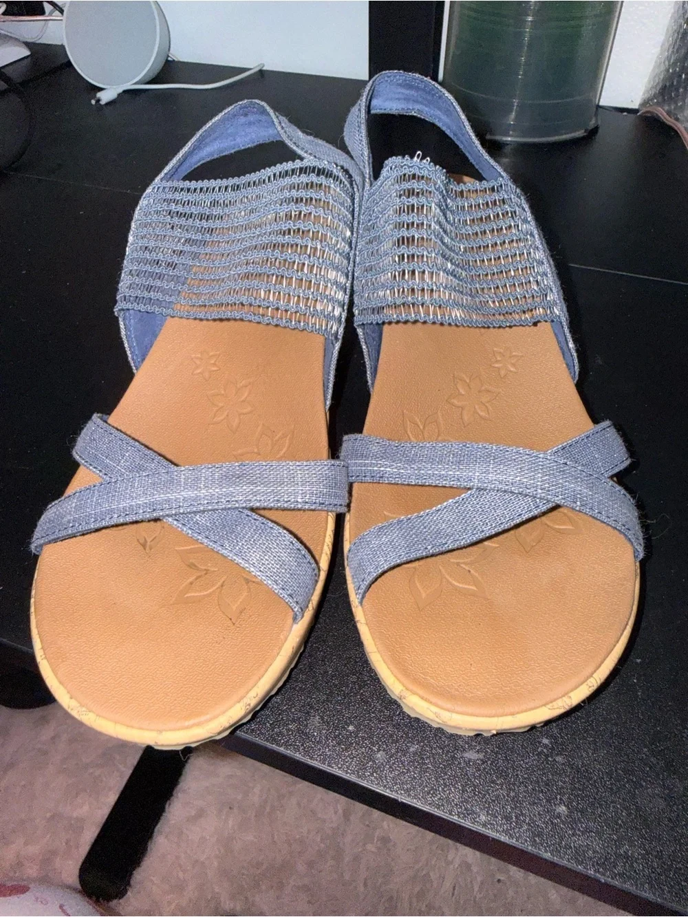Skechers Blue Denim-Style Women’s Wedge Sandals